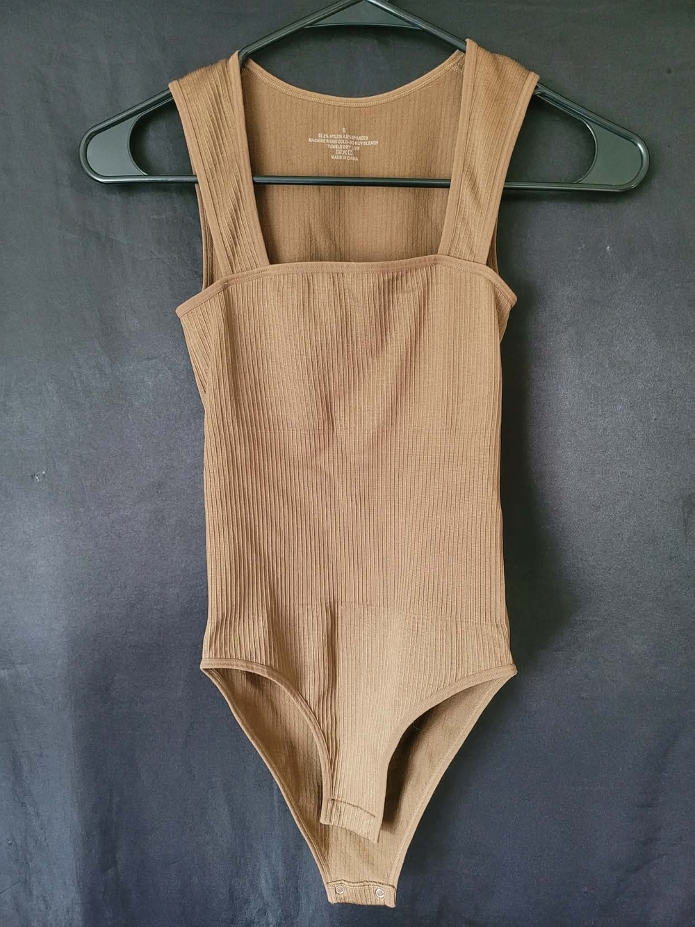 Size Small Ribbed One-Piece Bodysuit - Tan